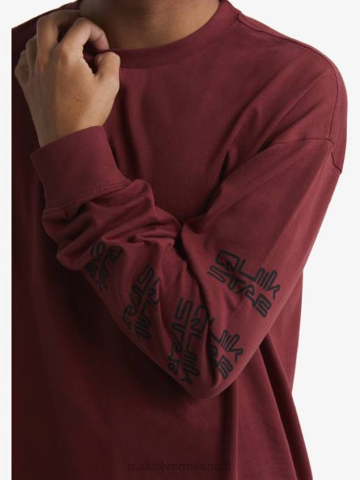 esso Quiksilver x Stab uomini maglietta organica a maniche lunghe vino rubino HTZR1844