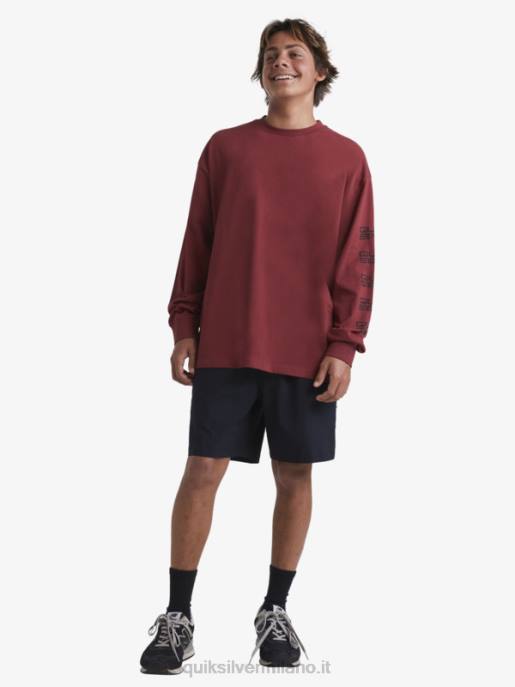 esso Quiksilver x Stab uomini maglietta organica a maniche lunghe vino rubino HTZR1844