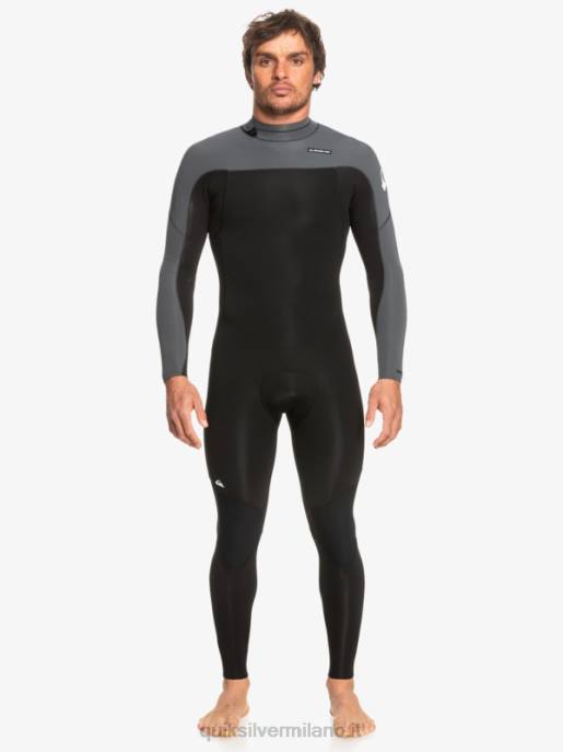 esso Quiksilver uomini Muta con zip posteriore per 3/2 sessioni quotidiane nero/canna di fucile HTZR926