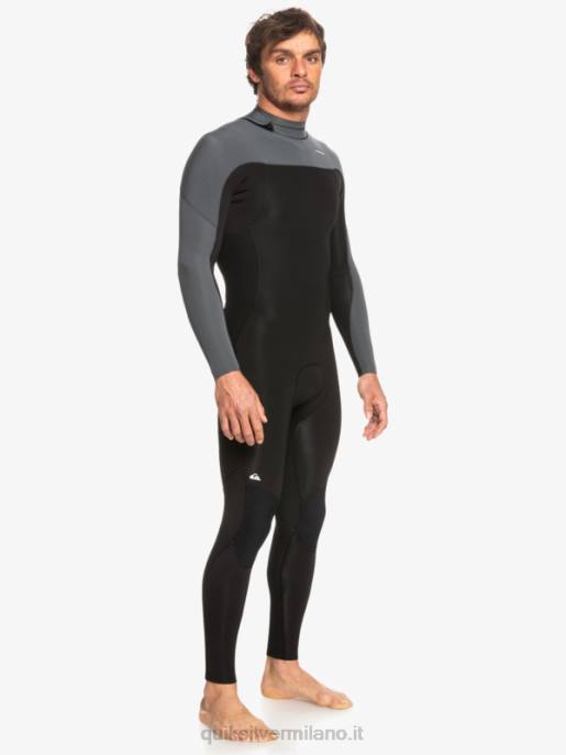 esso Quiksilver uomini Muta con zip posteriore per 3/2 sessioni quotidiane nero/canna di fucile HTZR926