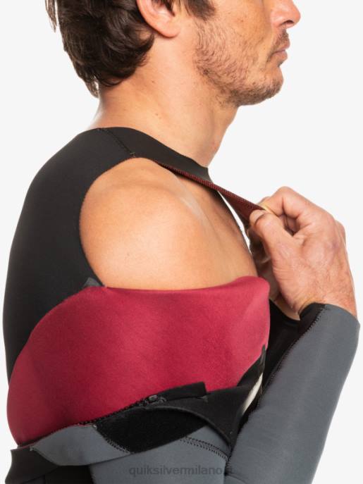 esso Quiksilver uomini Muta con zip posteriore per 3/2 sessioni quotidiane nero/canna di fucile HTZR926