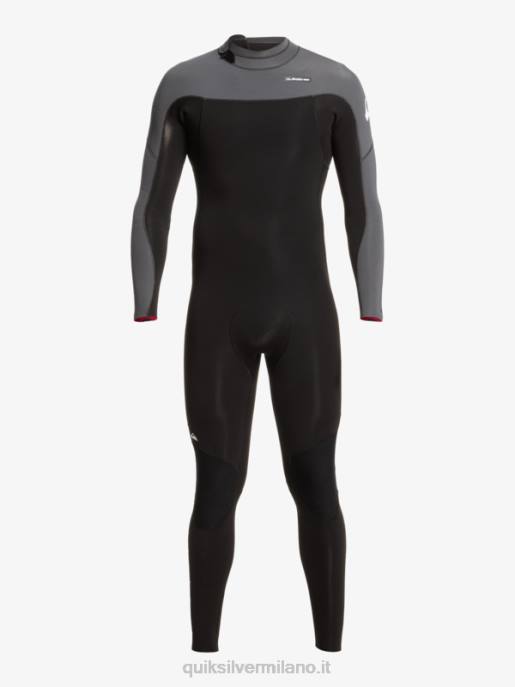 esso Quiksilver uomini Muta con zip posteriore per 3/2 sessioni quotidiane nero/canna di fucile HTZR926