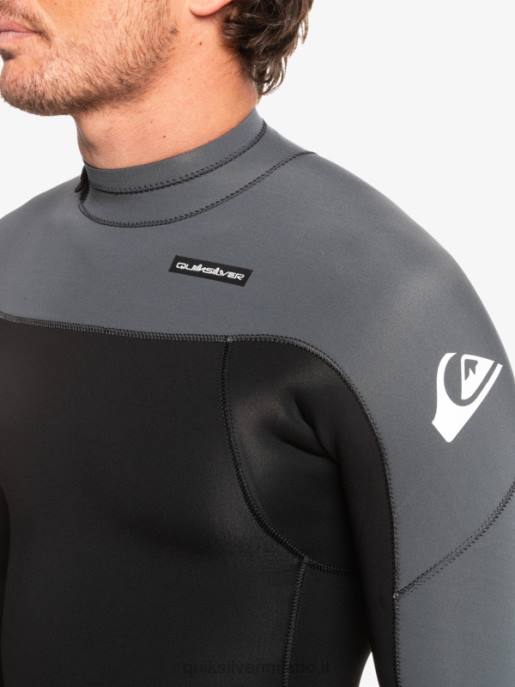 esso Quiksilver uomini Muta con zip posteriore per 3/2 sessioni quotidiane nero/canna di fucile HTZR926