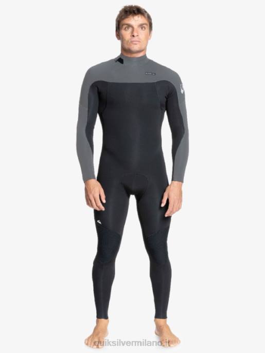 esso Quiksilver uomini Muta con zip posteriore per 4/3 sessioni giornaliere nero/canna di fucile HTZR1173