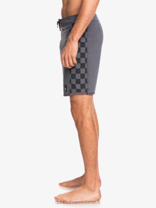 esso Quiksilver uomini Boardshort 18 originali in canapa elasticizzata con arco lavato nero HTZR1671