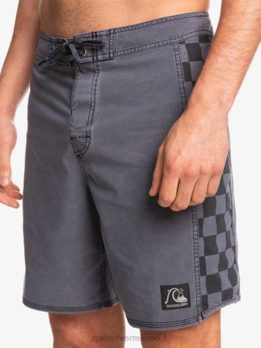 esso Quiksilver uomini Boardshort 18 originali in canapa elasticizzata con arco lavato nero HTZR1671