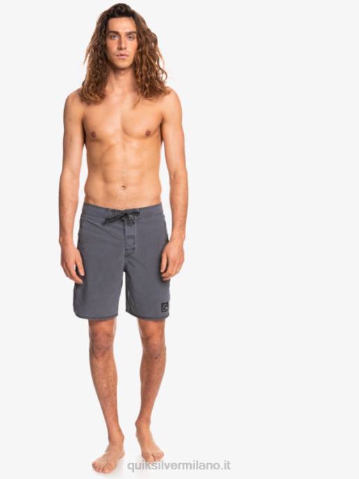 esso Quiksilver uomini Boardshort 18 originali in canapa elasticizzata con arco lavato nero HTZR1671