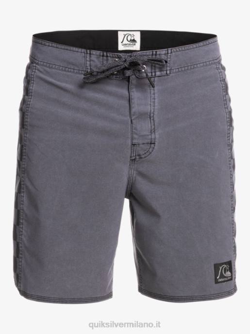 esso Quiksilver uomini Boardshort 18 originali in canapa elasticizzata con arco lavato nero HTZR1671