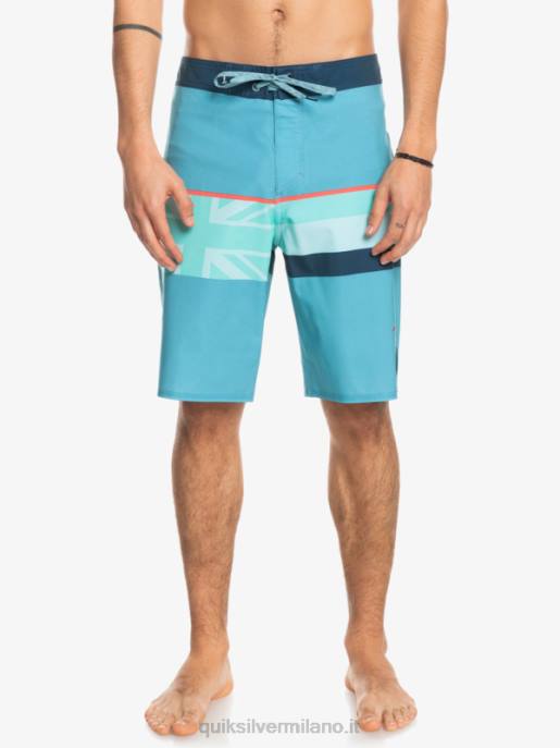 esso Quiksilver uomini Pantaloncini surfsilk a righe sbiadite 20 blu delfino HTZR1604