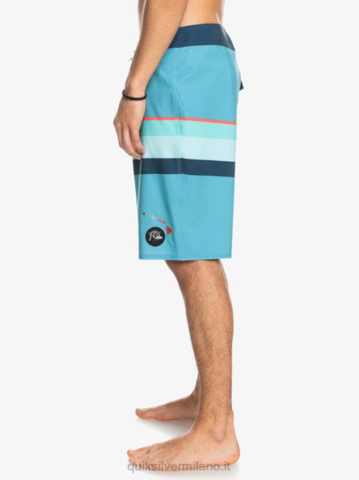 esso Quiksilver uomini Pantaloncini surfsilk a righe sbiadite 20 blu delfino HTZR1604