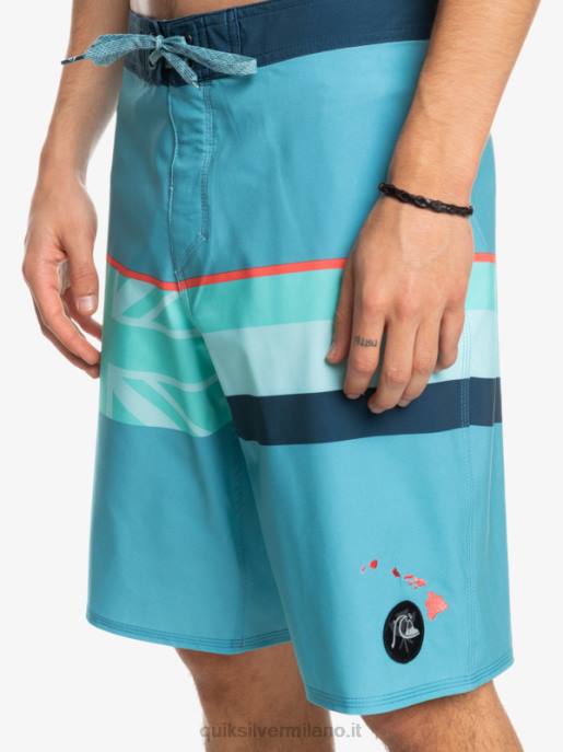 esso Quiksilver uomini Pantaloncini surfsilk a righe sbiadite 20 blu delfino HTZR1604