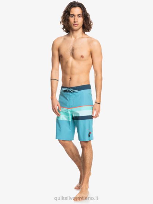 esso Quiksilver uomini Pantaloncini surfsilk a righe sbiadite 20 blu delfino HTZR1604