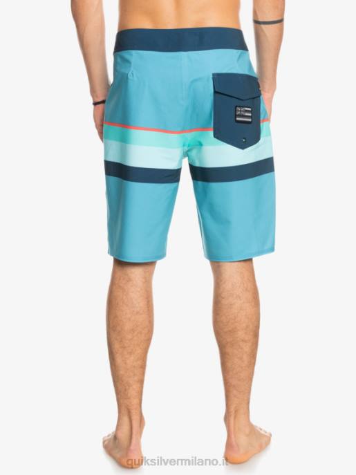 esso Quiksilver uomini Pantaloncini surfsilk a righe sbiadite 20 blu delfino HTZR1604