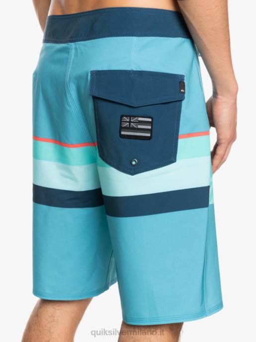 esso Quiksilver uomini Pantaloncini surfsilk a righe sbiadite 20 blu delfino HTZR1604