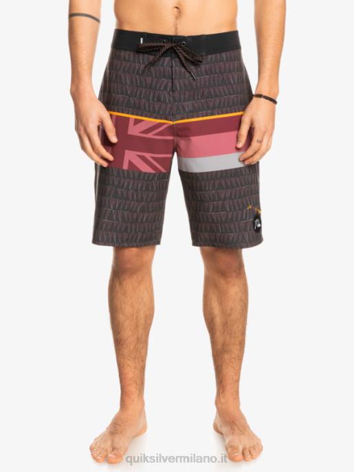 esso Quiksilver uomini Pantaloncini surfsilk a righe sbiadite 20 vino rubino HTZR1605