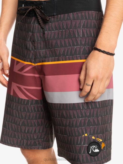 esso Quiksilver uomini Pantaloncini surfsilk a righe sbiadite 20 vino rubino HTZR1605