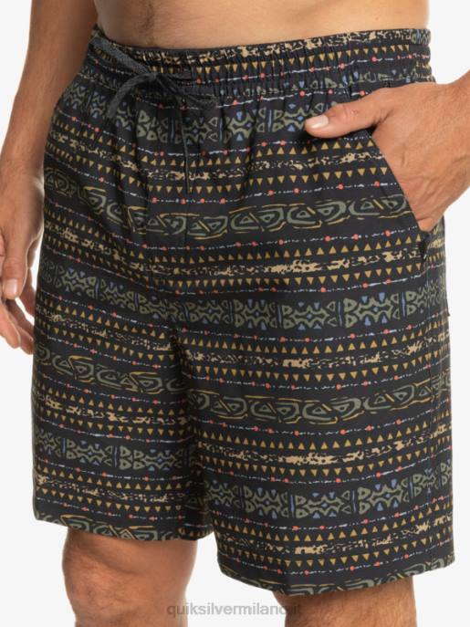 esso Quiksilver uomini Tassare stampa 18 boardshorts anfibi nero HTZR102
