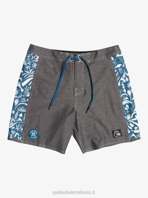 esso Quiksilver uomini pantaloncini da surf originali in tela bianca con arco in canapa 18 javier mendizabal - nero HTZR1823
