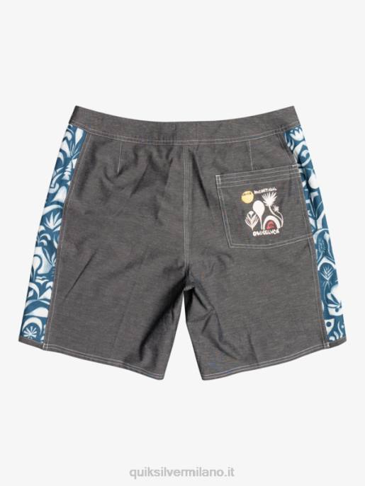 esso Quiksilver uomini pantaloncini da surf originali in tela bianca con arco in canapa 18 javier mendizabal - nero HTZR1823