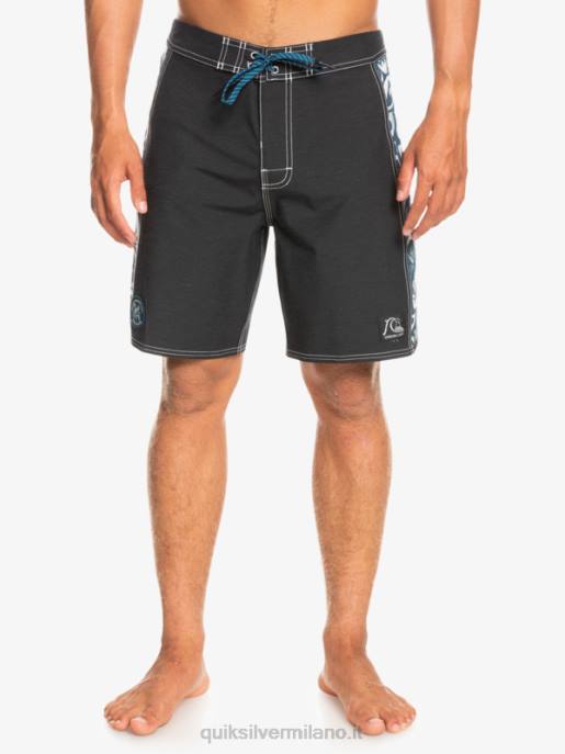 esso Quiksilver uomini pantaloncini da surf originali in tela bianca con arco in canapa 18 javier mendizabal - nero HTZR1823