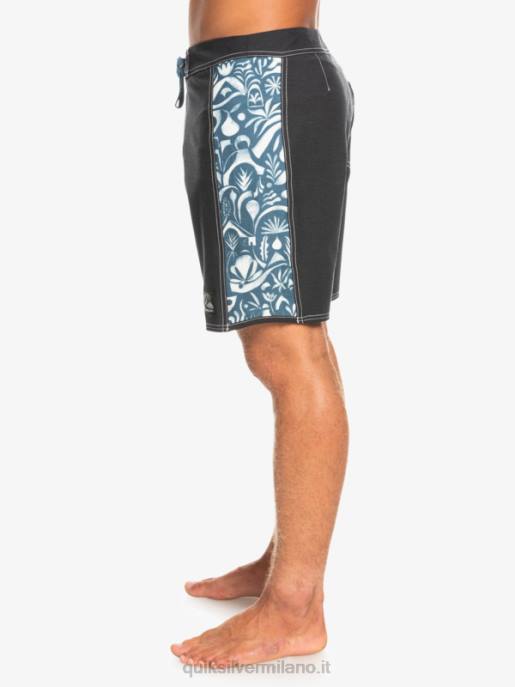 esso Quiksilver uomini pantaloncini da surf originali in tela bianca con arco in canapa 18 javier mendizabal - nero HTZR1823
