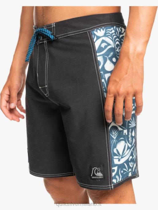 esso Quiksilver uomini pantaloncini da surf originali in tela bianca con arco in canapa 18 javier mendizabal - nero HTZR1823