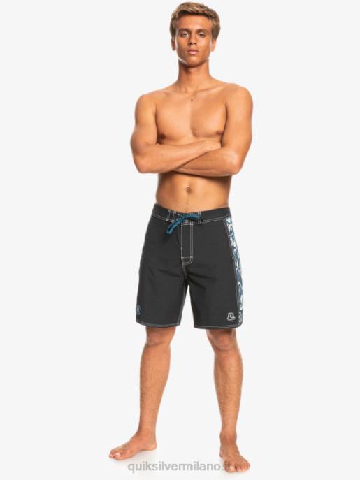esso Quiksilver uomini pantaloncini da surf originali in tela bianca con arco in canapa 18 javier mendizabal - nero HTZR1823