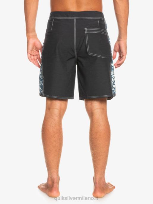 esso Quiksilver uomini pantaloncini da surf originali in tela bianca con arco in canapa 18 javier mendizabal - nero HTZR1823