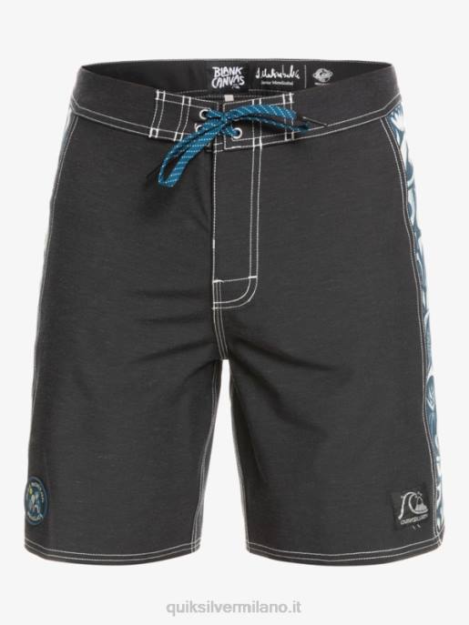 esso Quiksilver uomini pantaloncini da surf originali in tela bianca con arco in canapa 18 javier mendizabal - nero HTZR1823