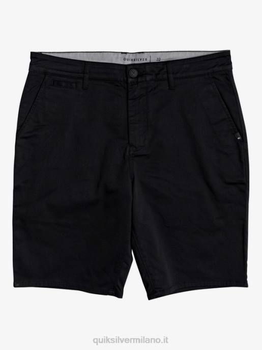 esso Quiksilver uomini Pantaloncini da 20 tasche chino elasticizzati per tutti i giorni nero HTZR1314