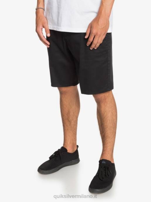 esso Quiksilver uomini Pantaloncini da 20 tasche chino elasticizzati per tutti i giorni nero HTZR1314