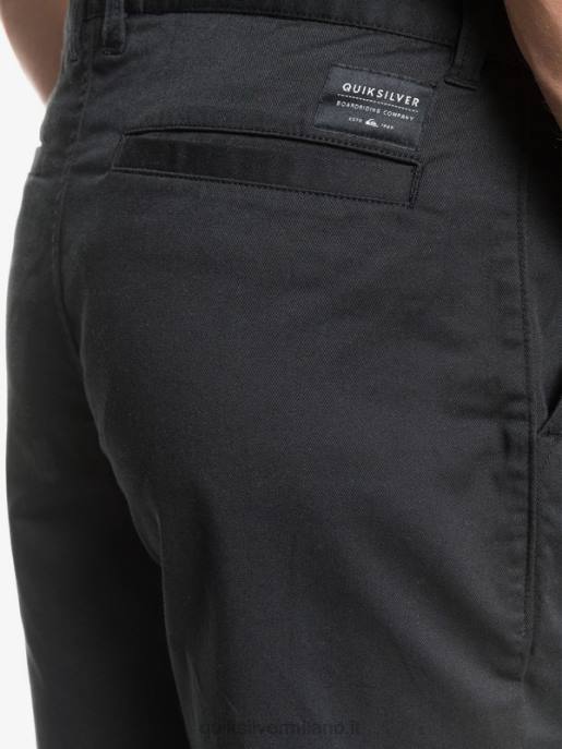 esso Quiksilver uomini Pantaloncini da 20 tasche chino elasticizzati per tutti i giorni nero HTZR1314