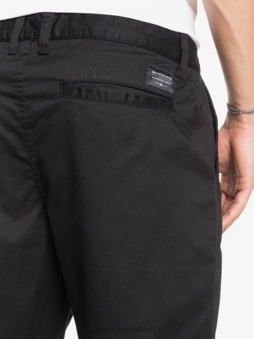 esso Quiksilver uomini Pantaloncini da 20 tasche chino elasticizzati per tutti i giorni nero HTZR1314
