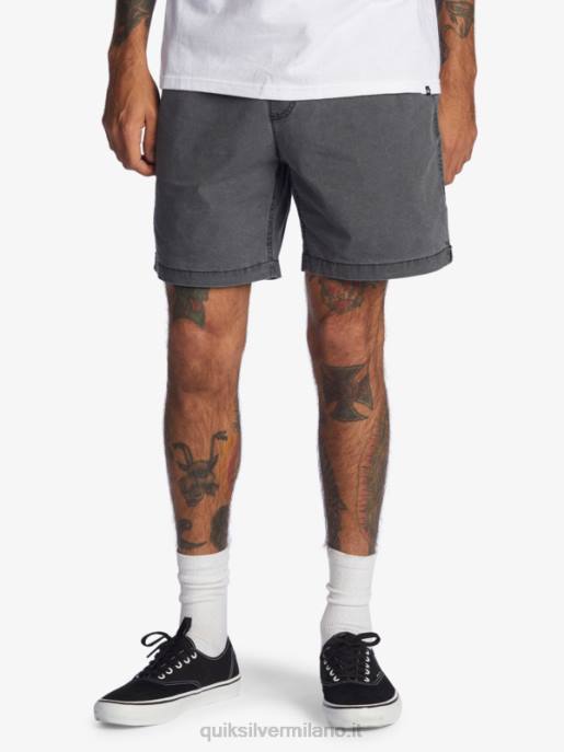 esso Quiksilver uomini taxer 17 pantaloncini elastici in vita nero HTZR1381