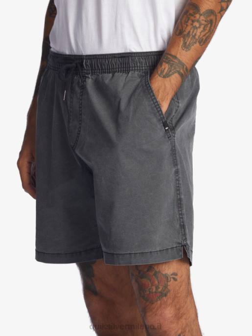 esso Quiksilver uomini taxer 17 pantaloncini elastici in vita nero HTZR1381