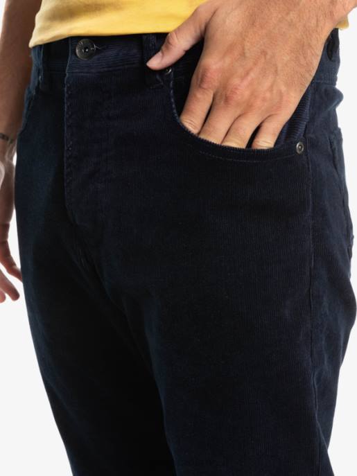 esso Quiksilver uomini pantaloni in velluto a costine con cordino kracker blazer blu scuro HTZR1548