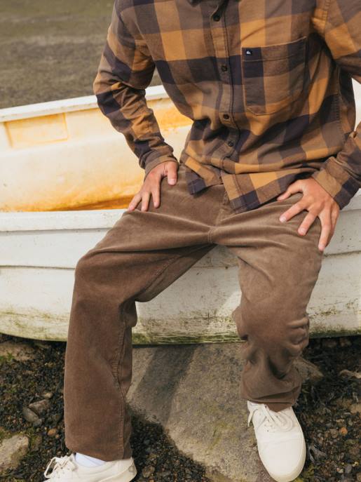 esso Quiksilver uomini pantaloni in velluto a costine con cordino kracker stracciatella HTZR1547