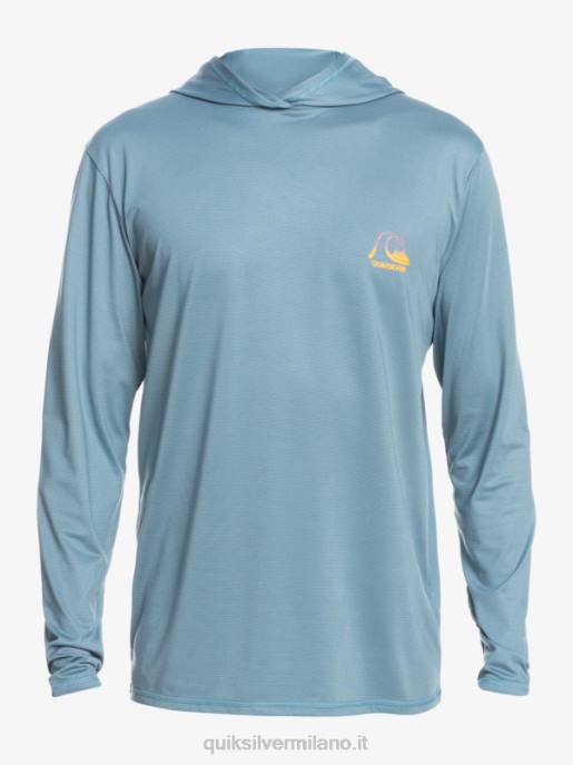 esso Quiksilver uomini Dredge maglietta da surf upf 50 manica lunga con cappuccio erica blu provinciale HTZR1834