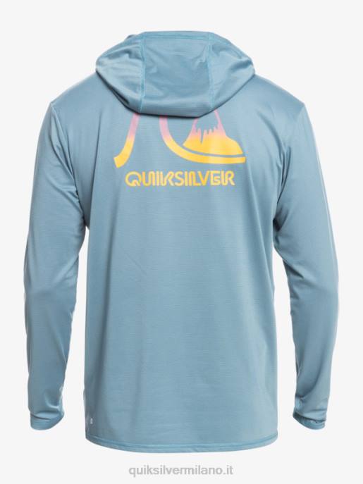 esso Quiksilver uomini Dredge maglietta da surf upf 50 manica lunga con cappuccio erica blu provinciale HTZR1834