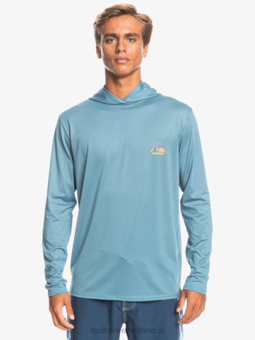 esso Quiksilver uomini Dredge maglietta da surf upf 50 manica lunga con cappuccio erica blu provinciale HTZR1834