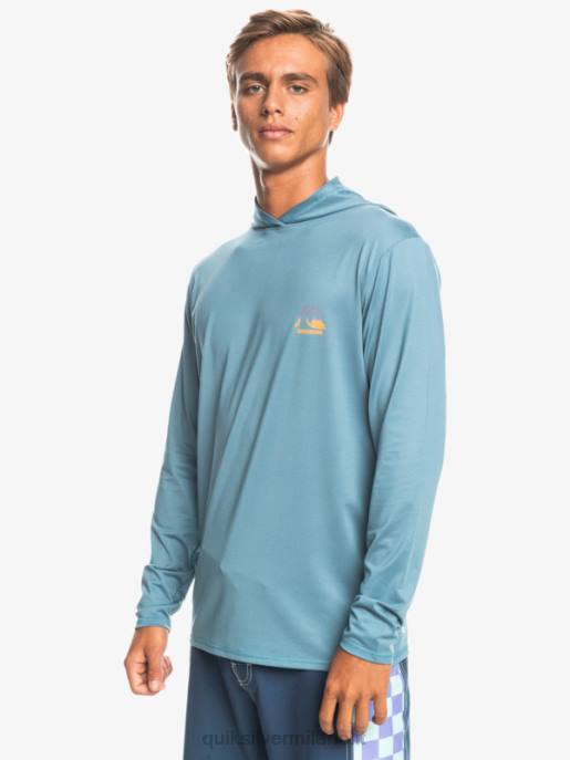 esso Quiksilver uomini Dredge maglietta da surf upf 50 manica lunga con cappuccio erica blu provinciale HTZR1834