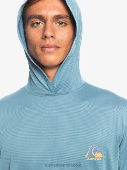 esso Quiksilver uomini Dredge maglietta da surf upf 50 manica lunga con cappuccio erica blu provinciale HTZR1834