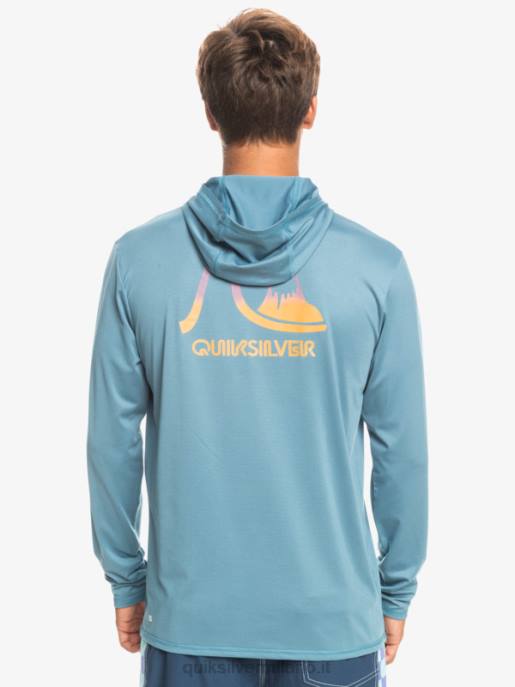 esso Quiksilver uomini Dredge maglietta da surf upf 50 manica lunga con cappuccio erica blu provinciale HTZR1834