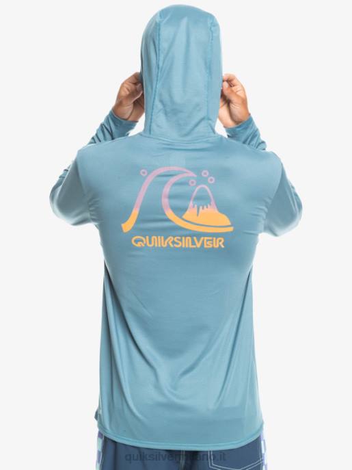 esso Quiksilver uomini Dredge maglietta da surf upf 50 manica lunga con cappuccio erica blu provinciale HTZR1834
