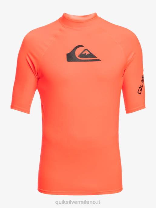 esso Quiksilver uomini Rashguard upf 50 manica corta per tutti i tempi corallo ardente HTZR813