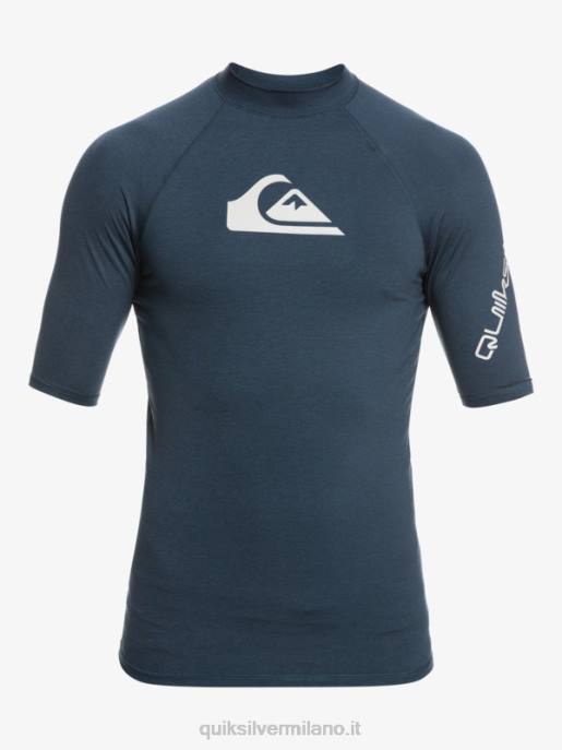 esso Quiksilver uomini Rashguard upf 50 manica corta per tutti i tempi giacca blu navy melange HTZR812