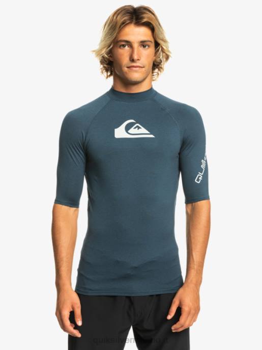 esso Quiksilver uomini Rashguard upf 50 manica corta per tutti i tempi giacca blu navy melange HTZR812