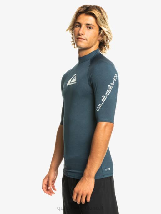 esso Quiksilver uomini Rashguard upf 50 manica corta per tutti i tempi giacca blu navy melange HTZR812