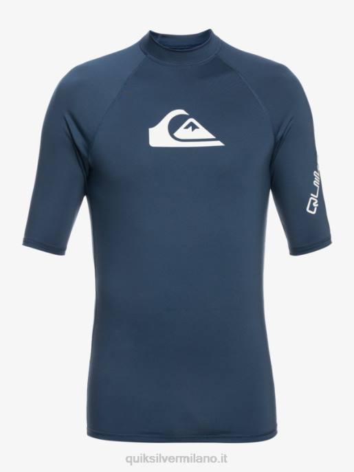 esso Quiksilver uomini Rashguard upf 50 manica corta per tutti i tempi insegne blu HTZR815