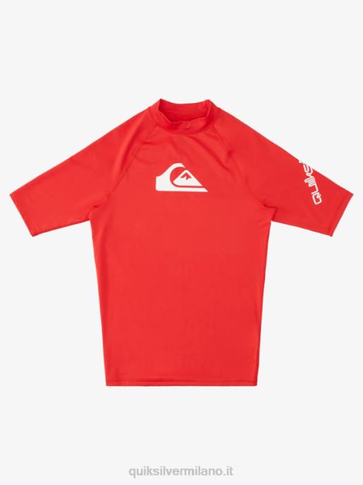 esso Quiksilver uomini Rashguard upf 50 manica corta per tutti i tempi rosso vivace HTZR1266